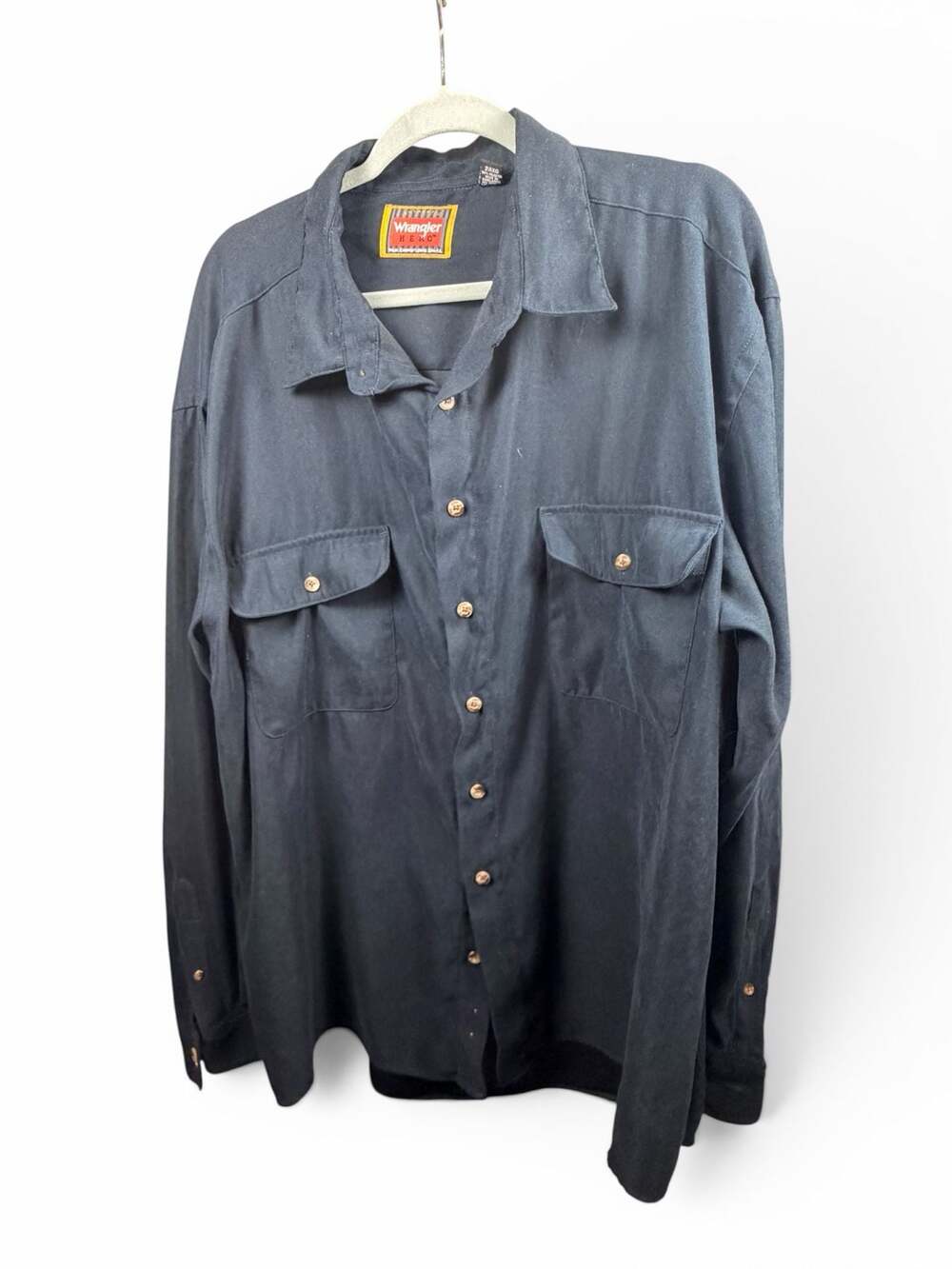 Vintage Wrangler Hero Dark Green Long Sleeve Button Down Shirt 2XLT